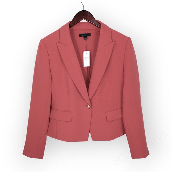 Sz8 NEW AnnTaylor PantSuit Blazer+Pant CrinkleCrepe BurntMauve - Picture 15 of 16